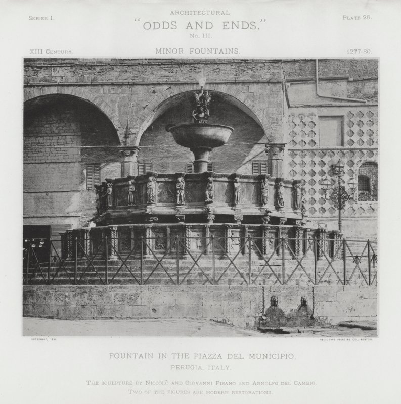 Fonte na Piazza Del Municipio, Perugia, Itália (foto a p/b) de American Photographer (after)