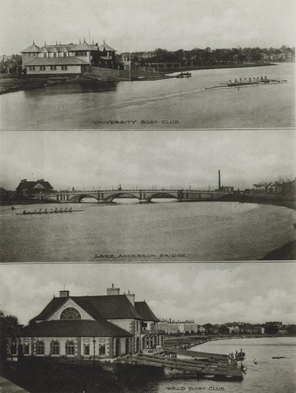 Universidade de Harvard: University Boat Club, Larz Anderson Bridge, Weld Boat Club (foto a p/b) de American Photographer (after)