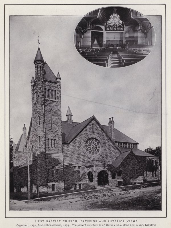 Jamestown, NY: Primeira Igreja Batista, Vista Exterior e Interior (foto a p/b) de American Photographer (after)