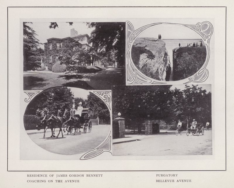 Newport, Rhode Island: Residência de James Gordon Bennett; Purgatório; Coaching on the Avenue; Bellevue Avenue (foto a p/b) de American Photographer (after)