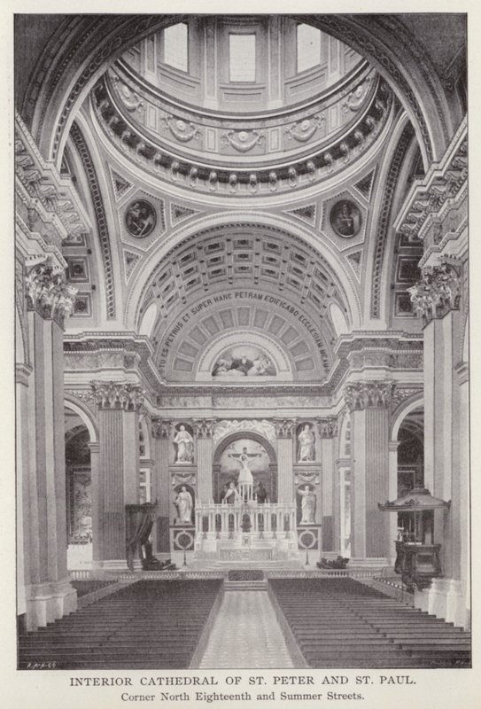 Philadelphia: Catedral Interior de São Pedro e São Paulo, esquina das ruas 18 e Verão (foto a p/b) de American Photographer (after)