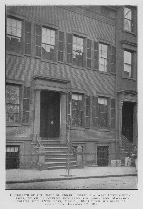 Fotografia da casa de Edwin Forrest, 436 West Twenty Second Second Street, que ele ocupou logo após os vergonhosos motins de Macready Forrest (Nova Iorque de American Photographer (after)