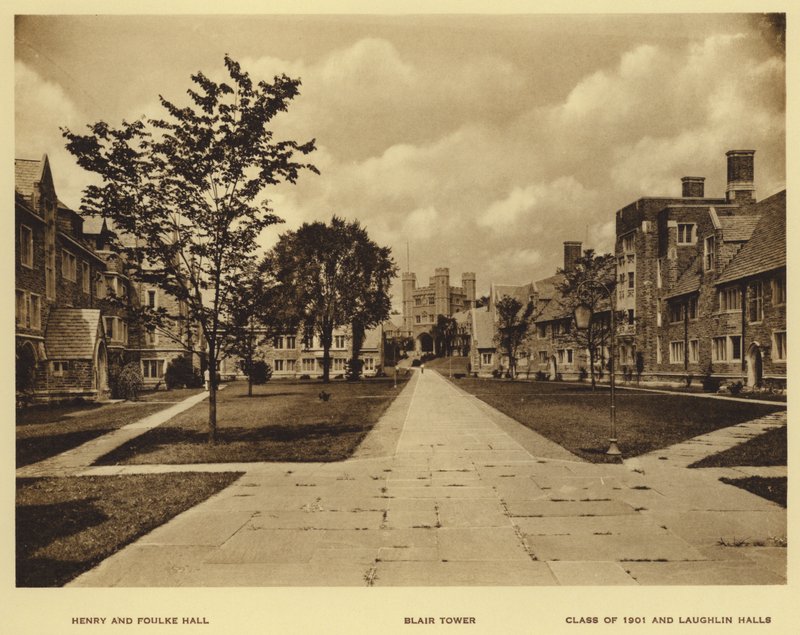 Universidade de Princeton: Henry e Foulke Hall; Blair Tower; Turma de 1901 e Laughlin Halls (foto a p/b) de American Photographer (after)