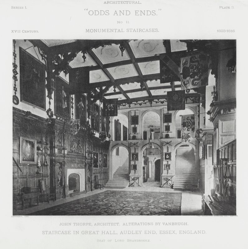 Escadaria no Great Hall, Audley End, Essex, Inglaterra (foto a p/b) de American Photographer (after)