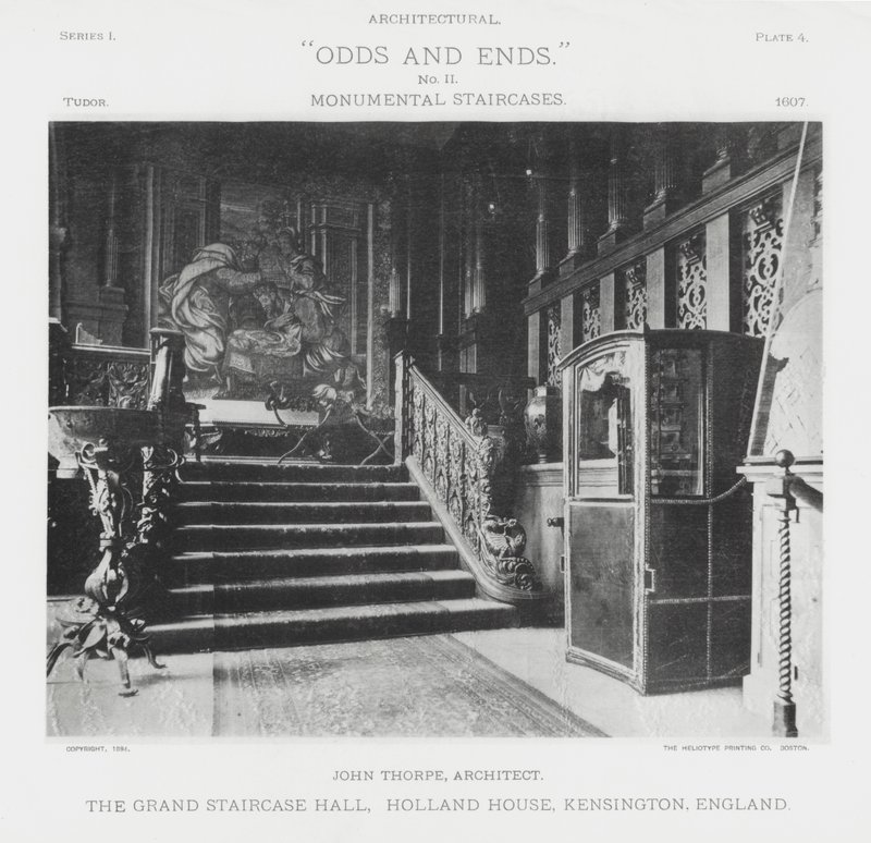 The Grand Staircase Hall, Holland House, Kensington, Inglaterra (foto a p/b) de American Photographer (after)