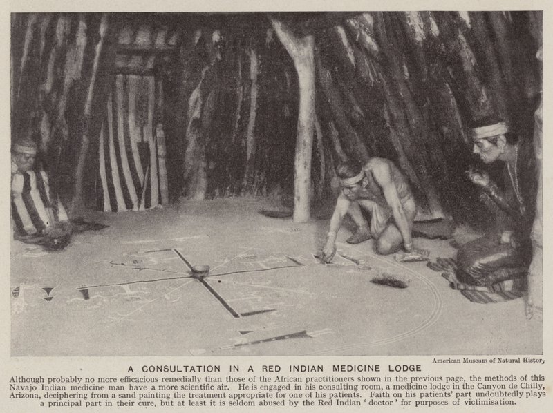 Uma consulta numa tenda de medicina dos índios vermelhos (fotografia a preto e branco) de American Photographer