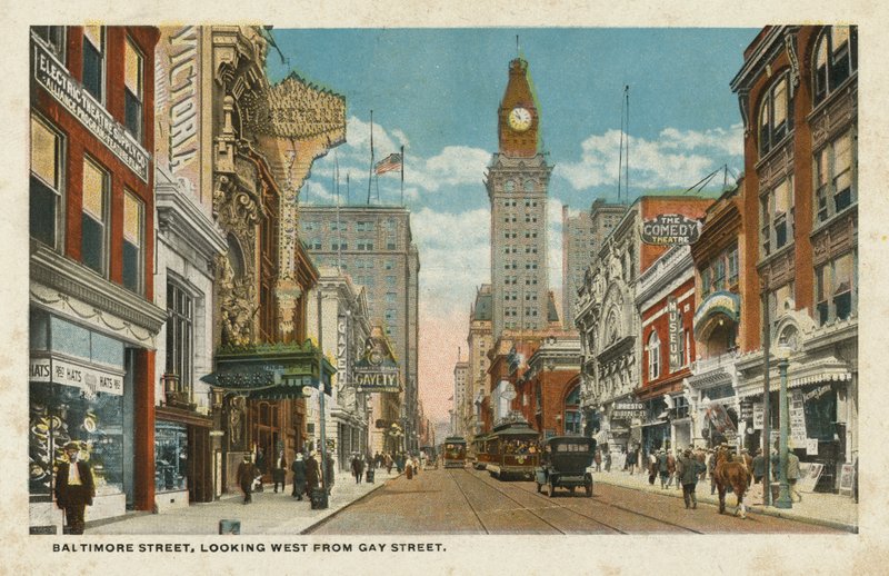 Baltimore Street, olhando para oeste a partir de Gay Street (fotografia a cores) de American Photographer