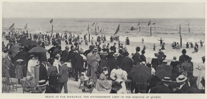 Praia em Far Rockaway, o Limite Sul do Concelho de Queens (foto a p/b) de American Photographer
