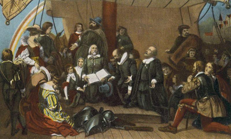 Embarque dos Peregrinos, do porto de Delft, 22 de julho de 1620 (gravura) de American Photographer