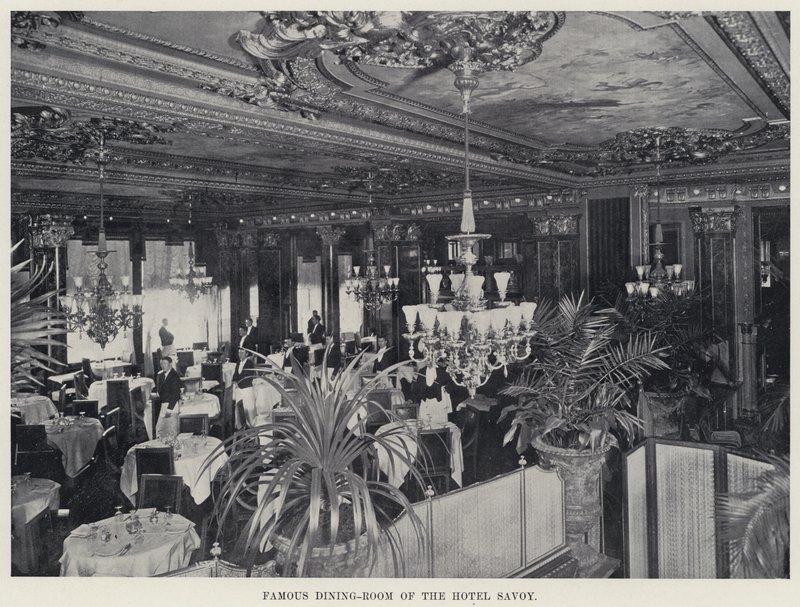 Famosa Sala de Jantar do Hotel Savoy (foto a p/b) de American Photographer