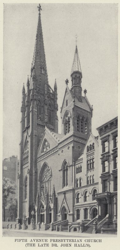 Igreja Presbiteriana da Quinta Avenida, a do falecido Dr. John Hall (foto a p/b) de American Photographer