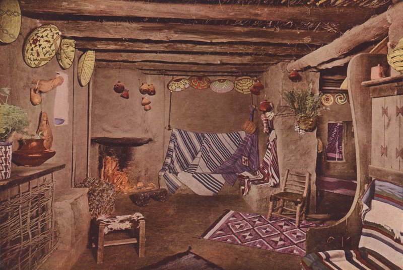 Interior da casa Hopi, Grand Canyon, Arizona (fotografia colorida) de American Photographer