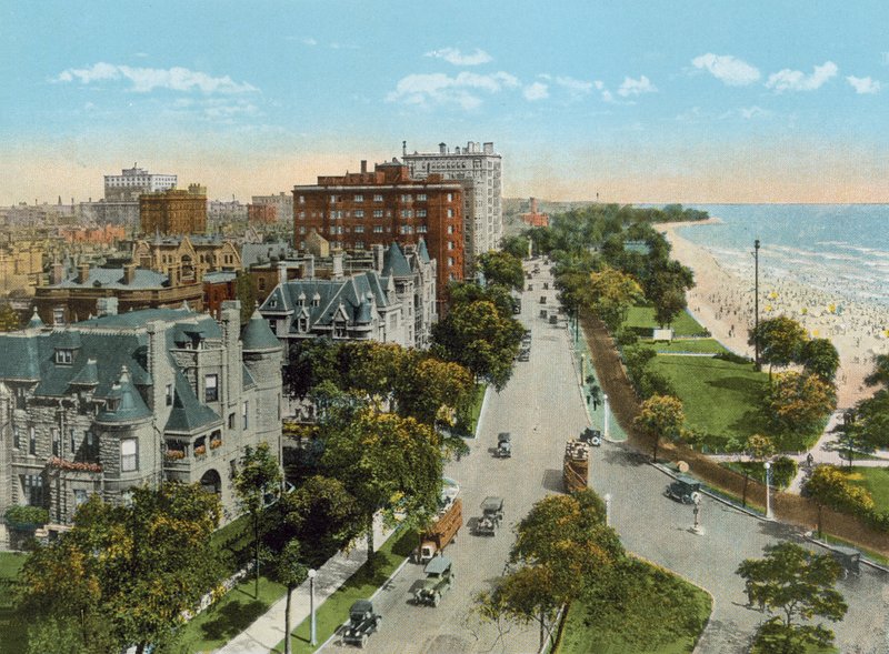 Lake Shore Drive, Norte do Hotel Drake (foto colorida) de American Photographer