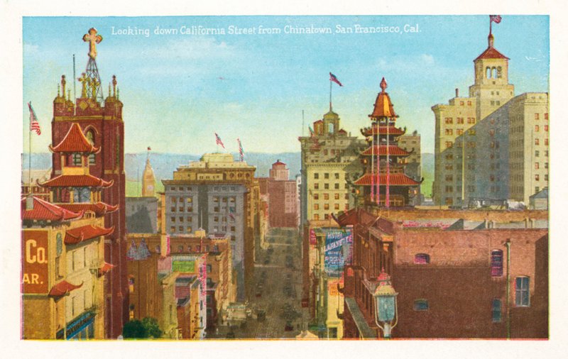 Vista da California Street a partir de Chinatown, São Francisco, Califórnia (fotografia a cores) de American Photographer
