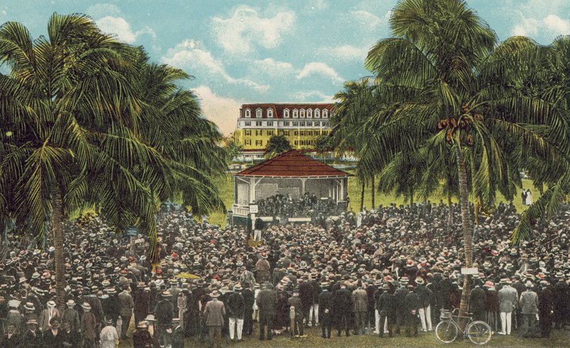 Miami, Florida, c 1925: Classe Bíblica de Hon William J Bryan em Royal Palm Park (fotografia a cores) de American Photographer