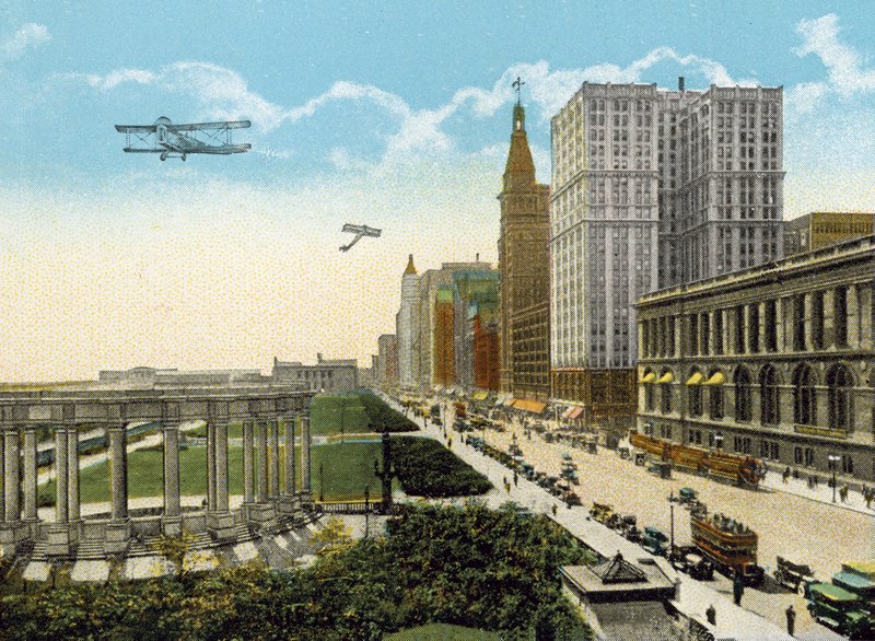 Michigan Boulevard e Grant Park, olhando para o sul (foto colorida) de American Photographer