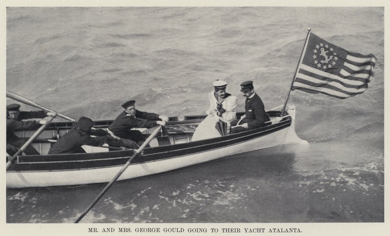 Sr. e Sra. George Gould indo ao seu Iate Atalanta (foto a p/b) de American Photographer