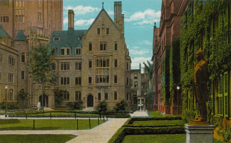 New Haven, Connecticut: Bingham Hall e Connecticut Hall, Universidade de Yale (fotografia a cores) de American Photographer