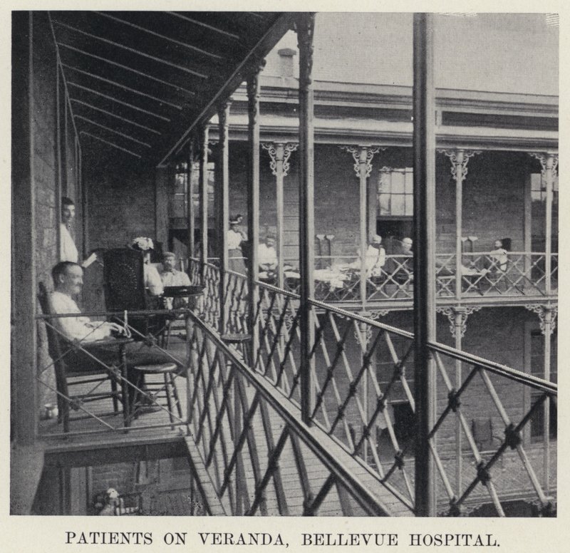 Pacientes em Veranda, Hospital de Bellevue (foto a p/b) de American Photographer