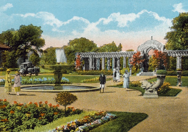 Pergola, perto do prédio da administração, Washington Park (foto colorida) de American Photographer
