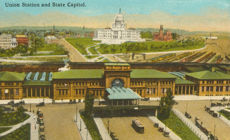 Providence, Rhode Island: Union Station e Capitólio do Estado (fotografia a cores) de American Photographer