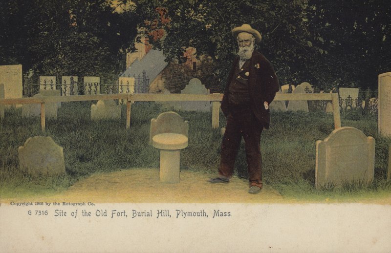 Local do antigo forte, Burial Hill, Plymouth, Massachusetts (fotografia a cores) de American Photographer