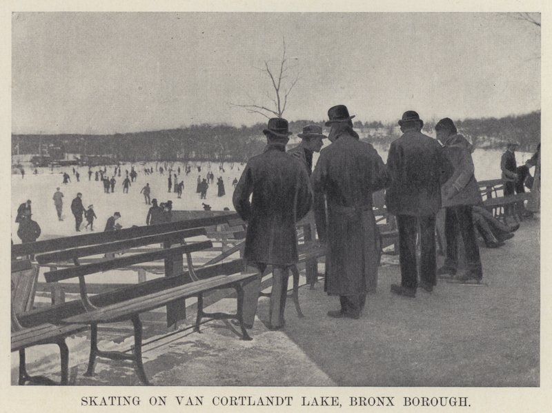 Patinagem em Van Cortlandt Lake, Bronx Borough (foto a p/b) de American Photographer