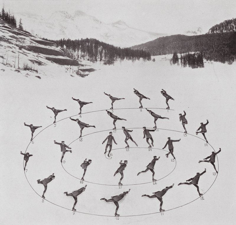 Patinagem com Bror Meyer: Espiral exterior para a frente (fotografia a preto e branco) de American Photographer