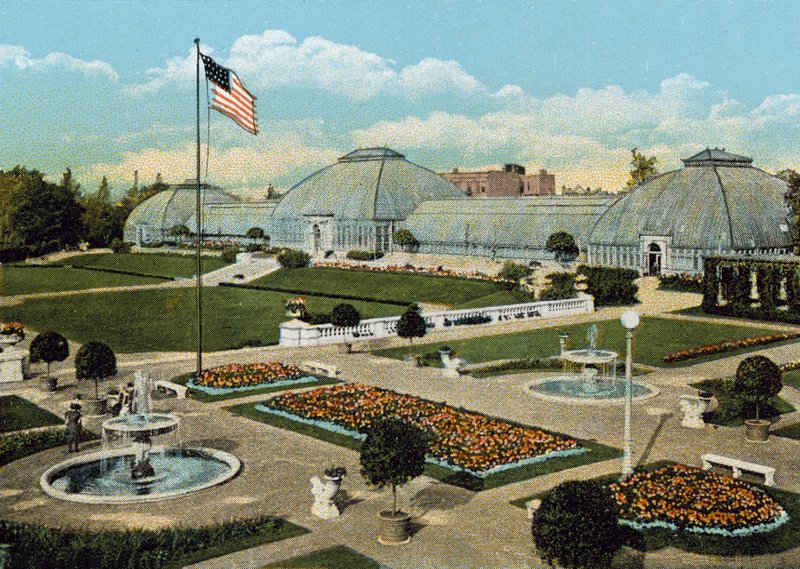 Jardins Afundados e Conservatório, Washington Park (foto colorida) de American Photographer