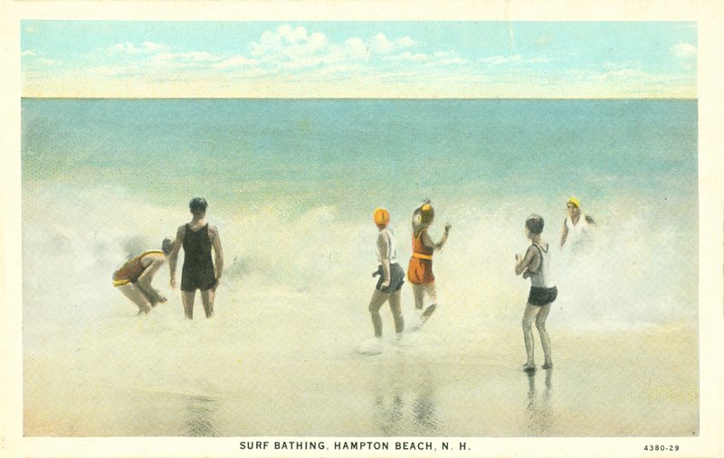 Banhos de surf, Hampton Beach, New Hampshire, c 1920 (fotografia a cores) de American Photographer