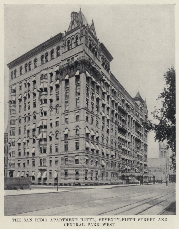 O San Remo Apartment Hotel, Seventy-Fifth Street e Central Park West (foto a p/b) de American Photographer