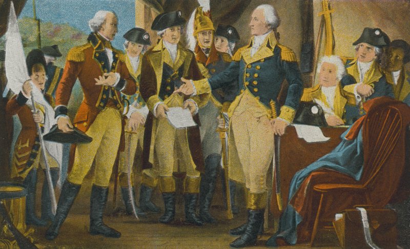 Washington recusando aberturas de Cornwallis, em Yorktown, Virgínia (fotografia a cores) de American Photographer