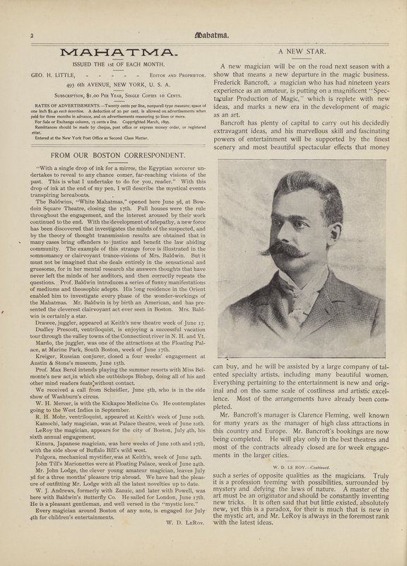 Uma nova estrela, Frederick Bancroft de American School