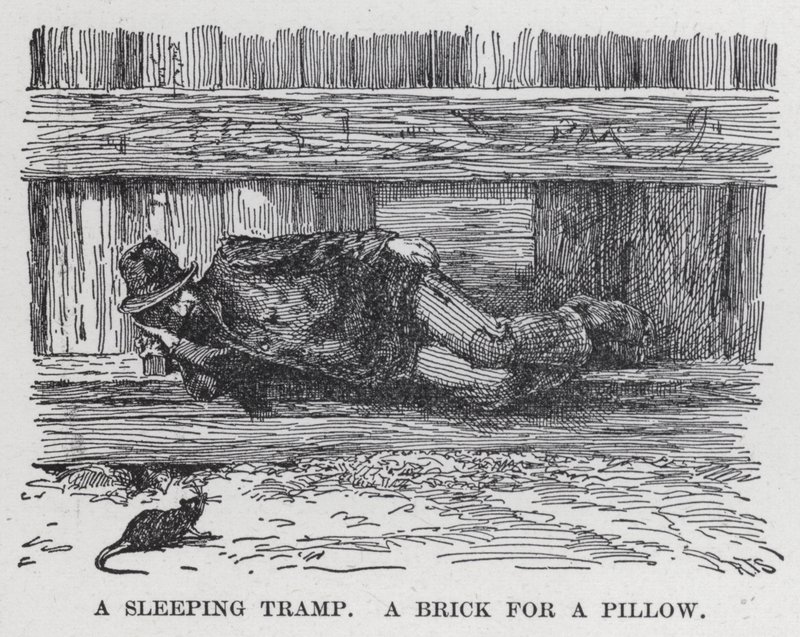 Um Vagabundo Adormecido, Um Tijolo por uma Almofada (litho) de American School