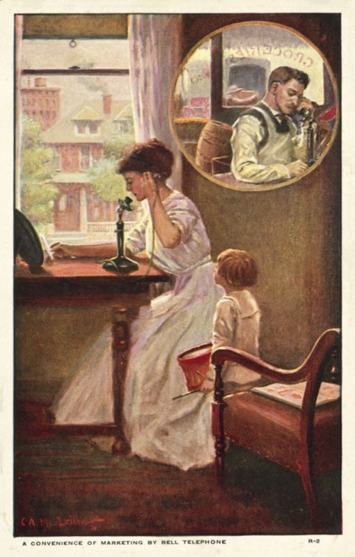 Uma chamada telefónica de marketing (cor litho) de American School