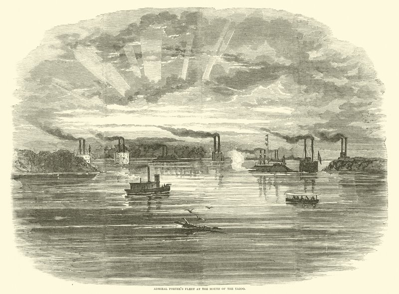 Frota Almirante Porters na foz do Yazoo, dezembro de 1862 de American School