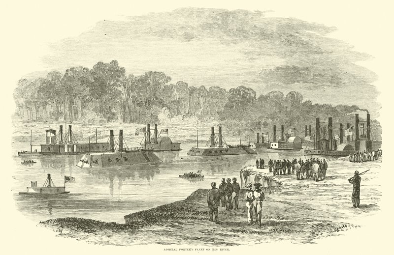 Almirante Porters frota no rio Vermelho, março de 1864 de American School
