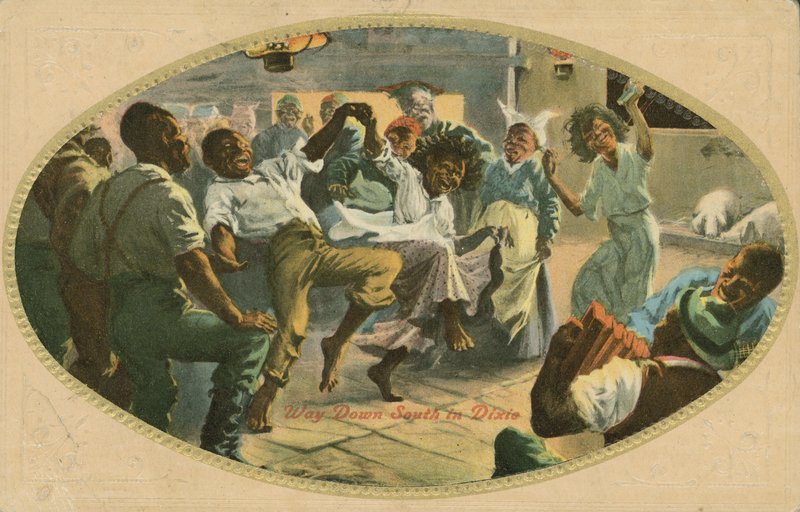 Dança afro-americana em Dixie (cor litho) de American School