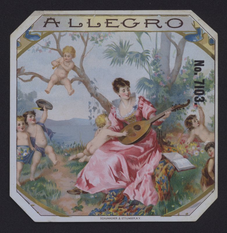 Allegro, etiqueta de charuto (chromolitho) de American School