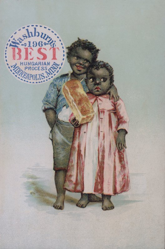 Cartão de comércio americano publicidade Washburn "s melhor pão de processo húngaro, Minneapolis, Minnesota de American School