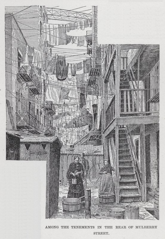 Entre os Cortiços na Traseira da Rua Mulberry (litho) de American School