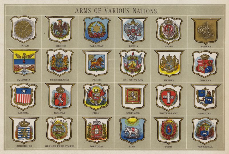Arms of Various Nations (cor litho) de American School