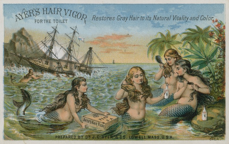 Ayers Hair Vigor para o banheiro, cartão de comércio de American School