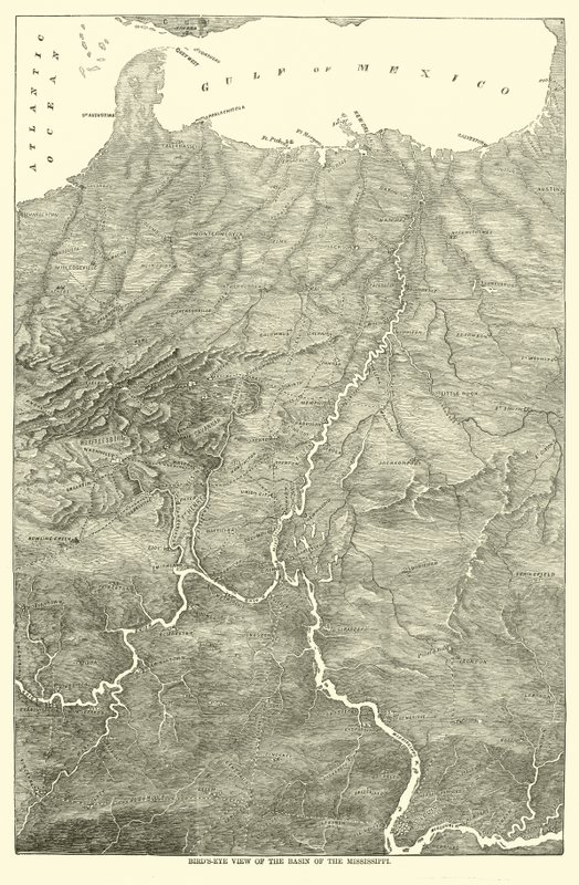 Visão panorâmica da bacia do Mississippi, 1862 de American School