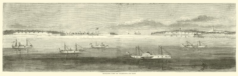 Frota de bloqueio em Wilmington, Old Inlet, outubro de 1864 de American School