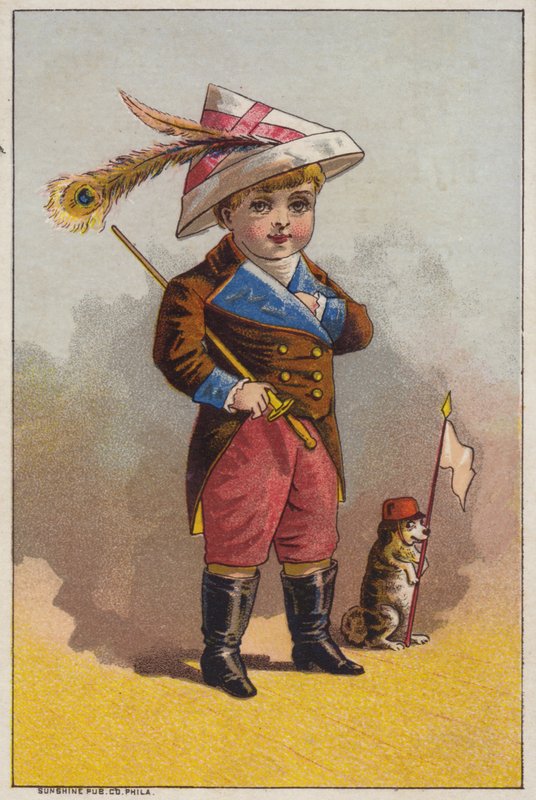Menino, com, pena chapéu de American School