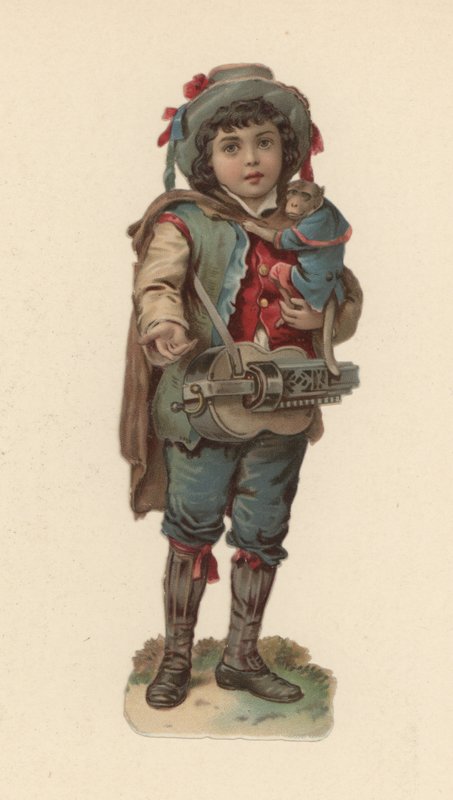 Rapaz com um macaco (chromolitho) de American School
