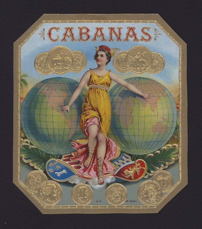 Cabanas, etiqueta de charutos (chromolitho) de American School