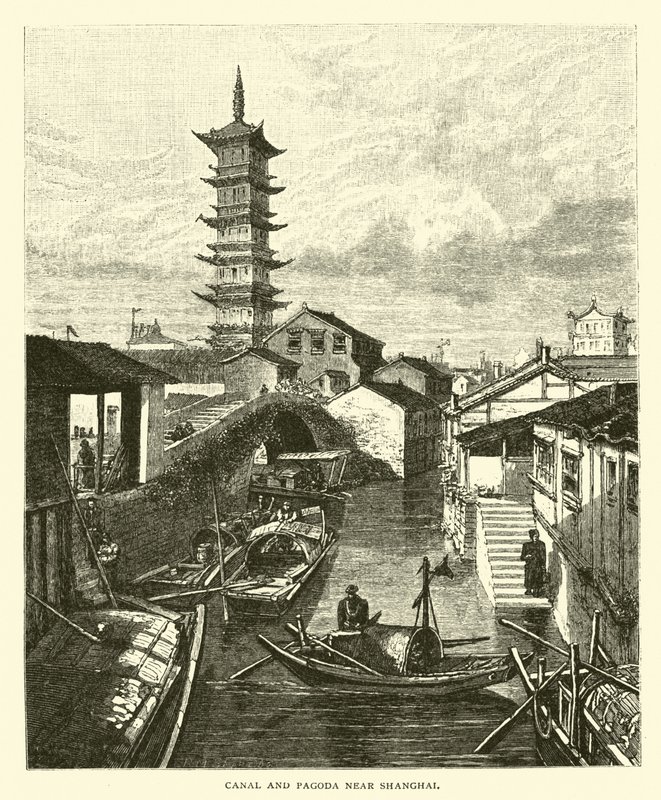Canal e pagode perto de Xangai de American School