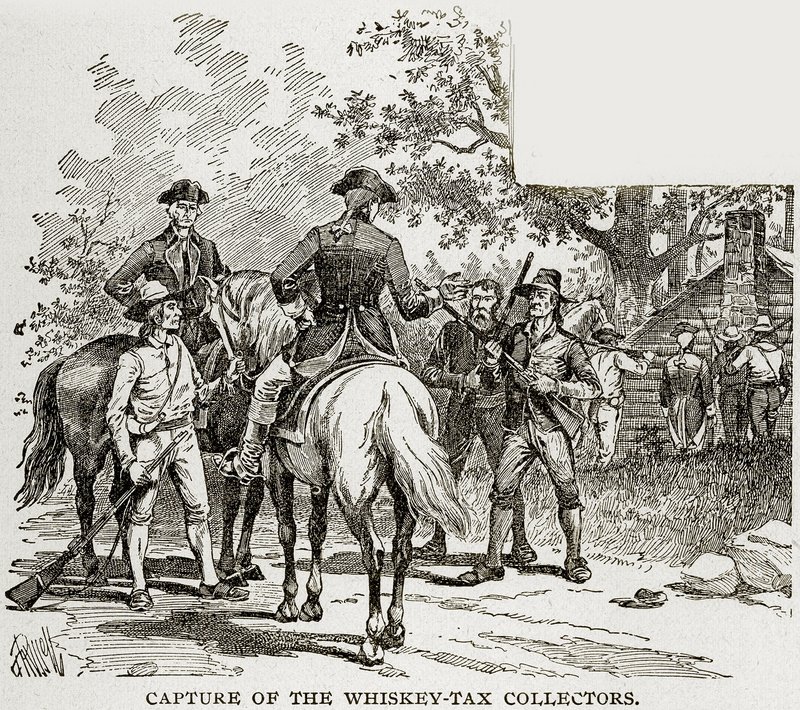 Captura dos coletores de impostos de uísque, ilustração de Columbus e Columbia, c.1893 de American School